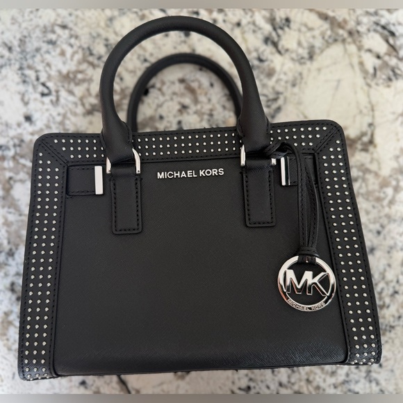 Michael Kors Handbags - Michael Kors Black Studded Dillon Saffiano Leather Satchel (small) NEW!